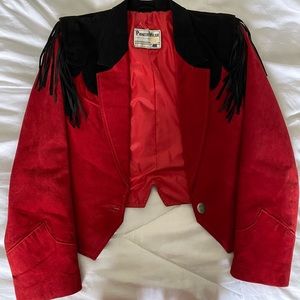 Red Pioneer Wear Fringe Leather Jacket
